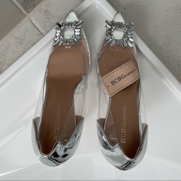 BCBGeneration Clear Rhinestone Ornament Pump Size 8 Women - Picture 13 of 16